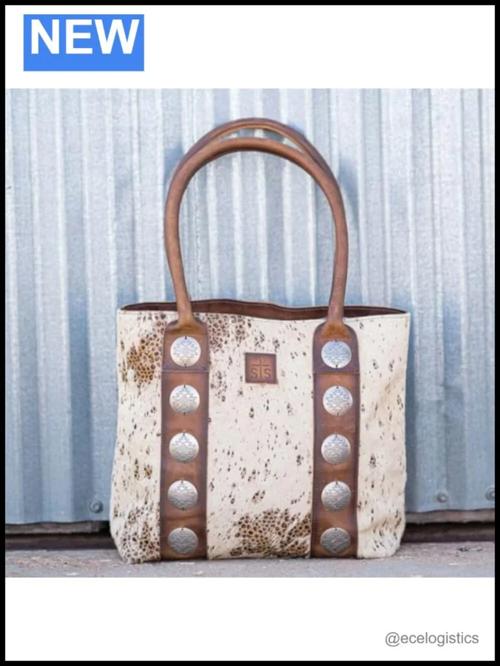 Genuine Full Grain Leather Cowhide Tote Satchel - Western Style